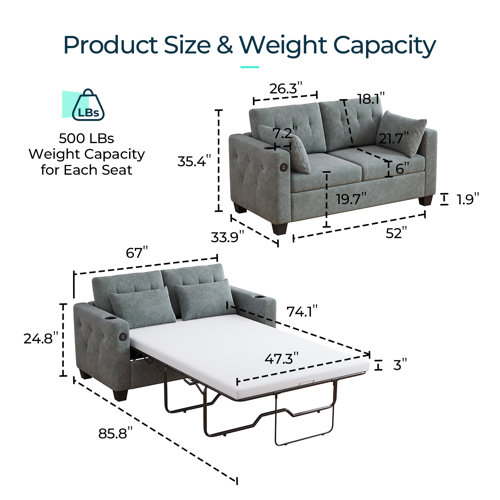 Wade Logan® Arval 67'' Upholstered Sleeper Sofa & Reviews | Wayfair